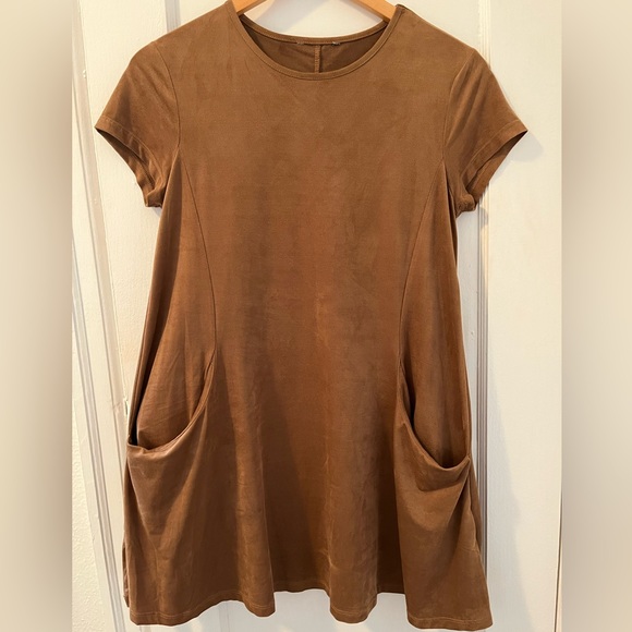 Faux Suede Tee Shirt Dress - Picture 1 of 3